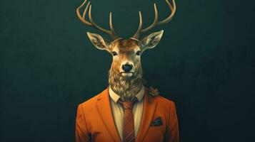 une cerf portant affaires costume intelligent animal concept photo