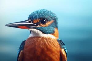 une martin-pêcheur oiseau Regardez à le caméra avec ai généré photo