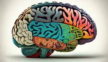 Humain cerveau anatomie illustration la créativité imagination mental santé généré par ai photo