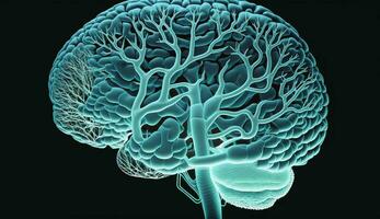 Humain cerveau anatomie nerf cellules et synapses généré par ai photo