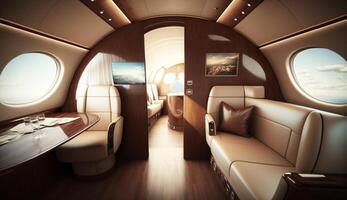 luxe air Voyage à l'intérieur moderne commercial avion généré par ai photo