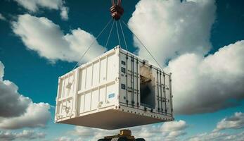 industrie navires grues levage lourd cargaison conteneurs généré par ai photo