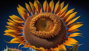 tournesol Célibataire fleur tête fleurs avec vibrant couleurs généré par ai photo