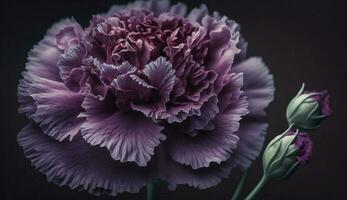 une vibrant violet fleur tête dans proche en haut généré par ai photo