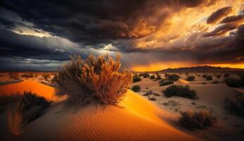 une majestueux aride scène tranquille avec ondulations généré par ai photo