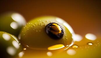 proche en haut de mûr Jaune olive sur vert plante généré par ai photo