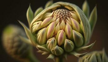 proche en haut de la nature plante feuille et fleur tête généré par ai photo