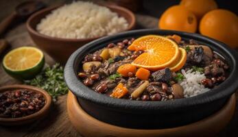 frais, en bonne santé repas avec biologique Viande et des légumes ,génératif ai photo