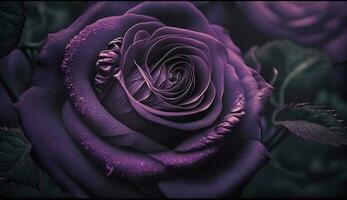 Frais pétale proche en haut, violet fleur symbolisant romance ,génératif ai photo