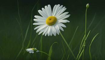 Frais camomille fleur dans vert Prairie en plein air ,génératif ai photo