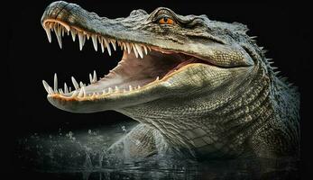 grand carnivore reptile avec tranchant les dents sous-marin ,génératif ai photo