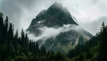 majestueux Montagne gamme, tranquille scène, non personnes, panoramique vue généré par ai photo