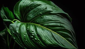 vert les plantes Frais avec humide laissez tomber Contexte modèle généré par ai photo