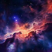 abstrait Contexte de une espace ciel avec nébuleuse et étoiles - génératif ai photo