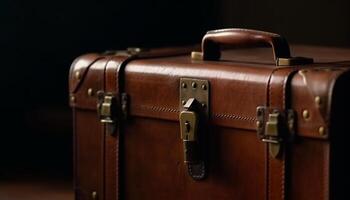 antique cuir valise, une intemporel élégance pour votre voyages généré par ai photo