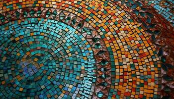 vibrant coloré mosaïque tuile toile de fond avec abstrait géométrique formes généré par ai photo