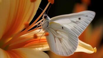 le délicat beauté de une papillon multi coloré ailes généré par ai photo