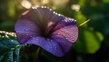 le fragile beauté de une humide violet fleur dans la nature généré par ai photo