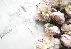 fleurs de pivoine sur fond de marbre photo