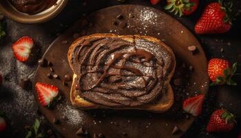 une rustique baie Pâtisserie, cuit avec Frais biologique myrtilles généré par ai photo