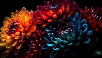 vibrant chrysanthème bouquet, une cadeau de la nature beauté dans abstrait généré par ai photo