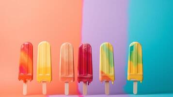 la glace popsicle avec coloré Contexte ai génératif photo