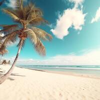 tropical plage avec noix de coco arbre ai généré photo