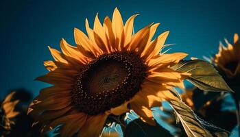 Jaune tournesol, proche en haut, vibrant beauté dans la nature généré par ai photo