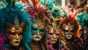 coloré carnaval costumes déguisement traditionnel Festival fête beauté généré par ai photo