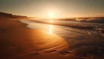 le coucher du soleil plus de tranquille des eaux, une tropical paradis généré par ai photo