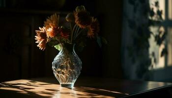 élégant bouquet sur rustique table apporte été romance généré par ai photo