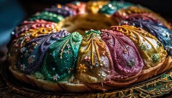 cuit Pâtisserie article avec Chocolat décoration et glaçage généré par ai photo