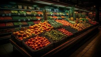 Frais biologique des fruits et des légumes dans abondance généré par ai photo