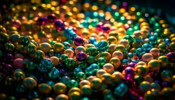 vibrant couleurs éclairer abstrait sphère dans fête généré par ai photo