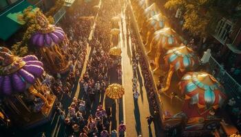 vibrant lanternes éclairer traditionnel Festival à nuit généré par ai photo