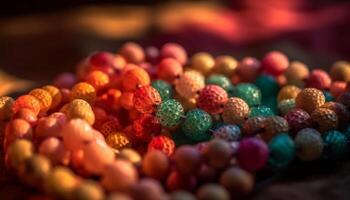 vibrant coloré perles orner fait maison Christian Collier généré par ai photo