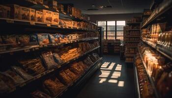 abondance de Littérature dans vieux façonné librairie généré par ai photo