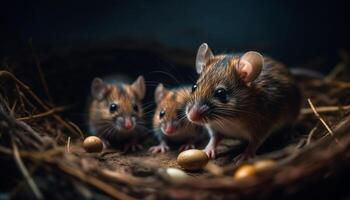 duveteux petit rat regards pour nourriture en plein air généré par ai photo