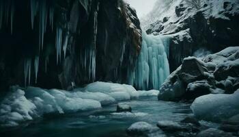 congelé Montagne paysage beauté et aventure attendre généré par ai photo