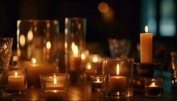 embrasé bougies apporter confort sur foncé nuits généré par ai photo