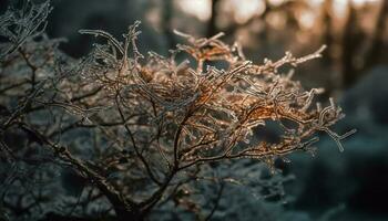 glacial macro de Jaune l'automne feuille beauté généré par ai photo