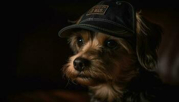 portrait de une mignonne terrier à la recherche à caméra généré par ai photo