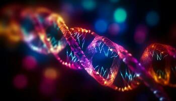 brillant multi coloré abstrait spirale dépeint génétique recherche généré par ai photo
