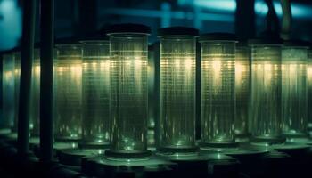 scientifiques en cours d'analyse transparent chimique Matériel dans laboratoire tube généré par ai photo