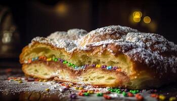 une cercle de sucré tarte tentation attend généré par ai photo