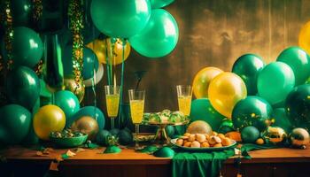 fête de joie, brillant couleurs, et bonheur généré par ai photo