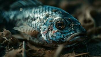 un poisson, Frais de le mer, visqueux généré par ai photo