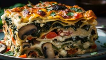 grillé légume lasagne une gourmet végétarien apéritif généré par ai photo