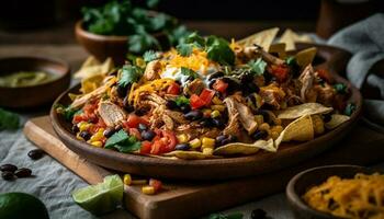 Frais végétarien taco bol avec fait maison guac généré par ai photo