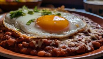 une gourmet repas cuit avec en bonne santé fraîcheur généré par ai photo